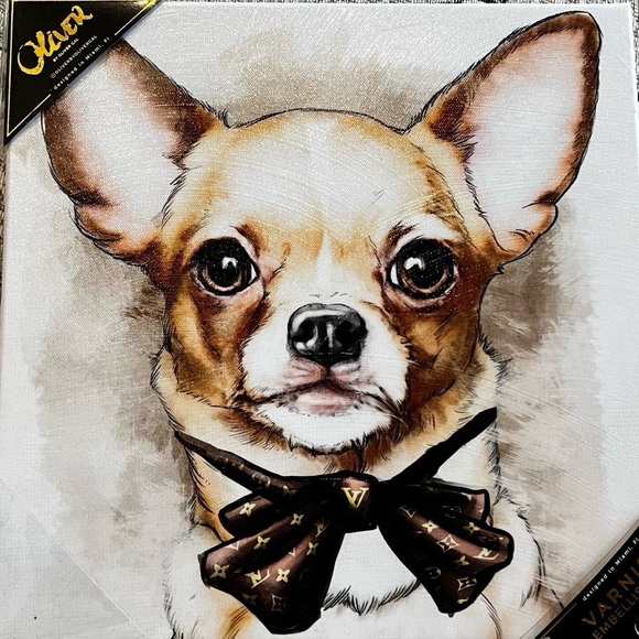 RARE Chihuahua Bow Tie Canvas Wall Art By Oliver Gal NWT